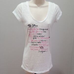 Victorias Secret Supermodel Essentials White Graphic Scoop Neck Tee Sz S